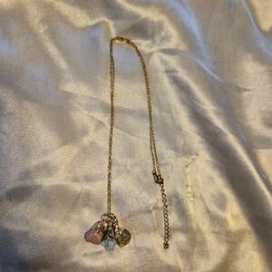 Elegant Gold Pendant Necklace with Multicolor Charms